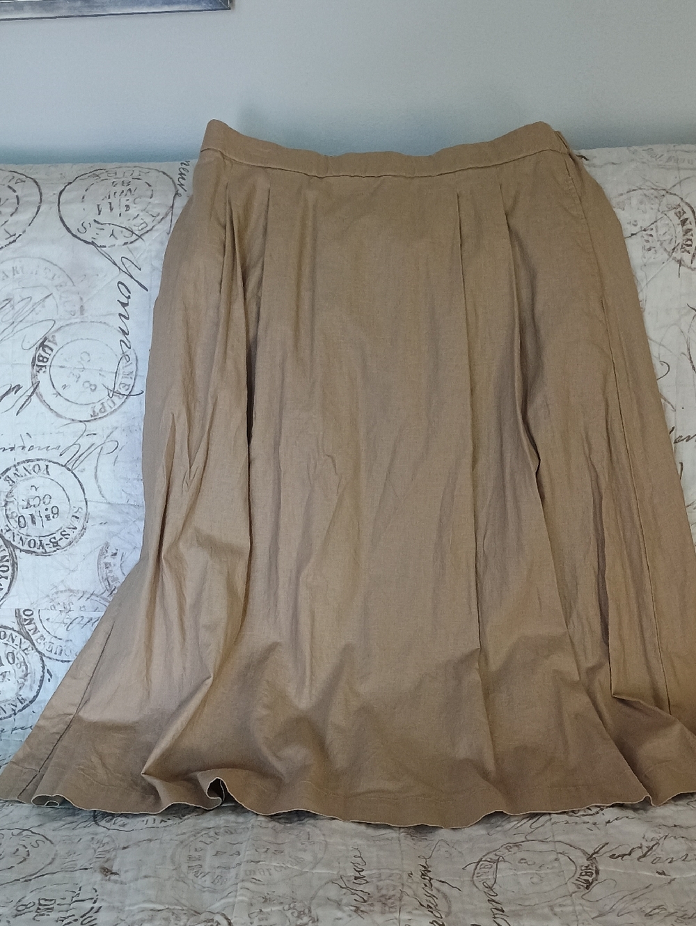 Classic A-Line Linen Cotton Lined Tan Women’s Skirt by Marimekko for Uniqlo